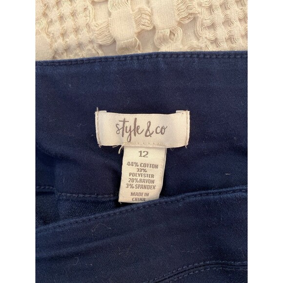 Style & Co Navy Pants Size 12 Crisscross Detail at Ankle ++ Stretch Cropped - Picture 6 of 10